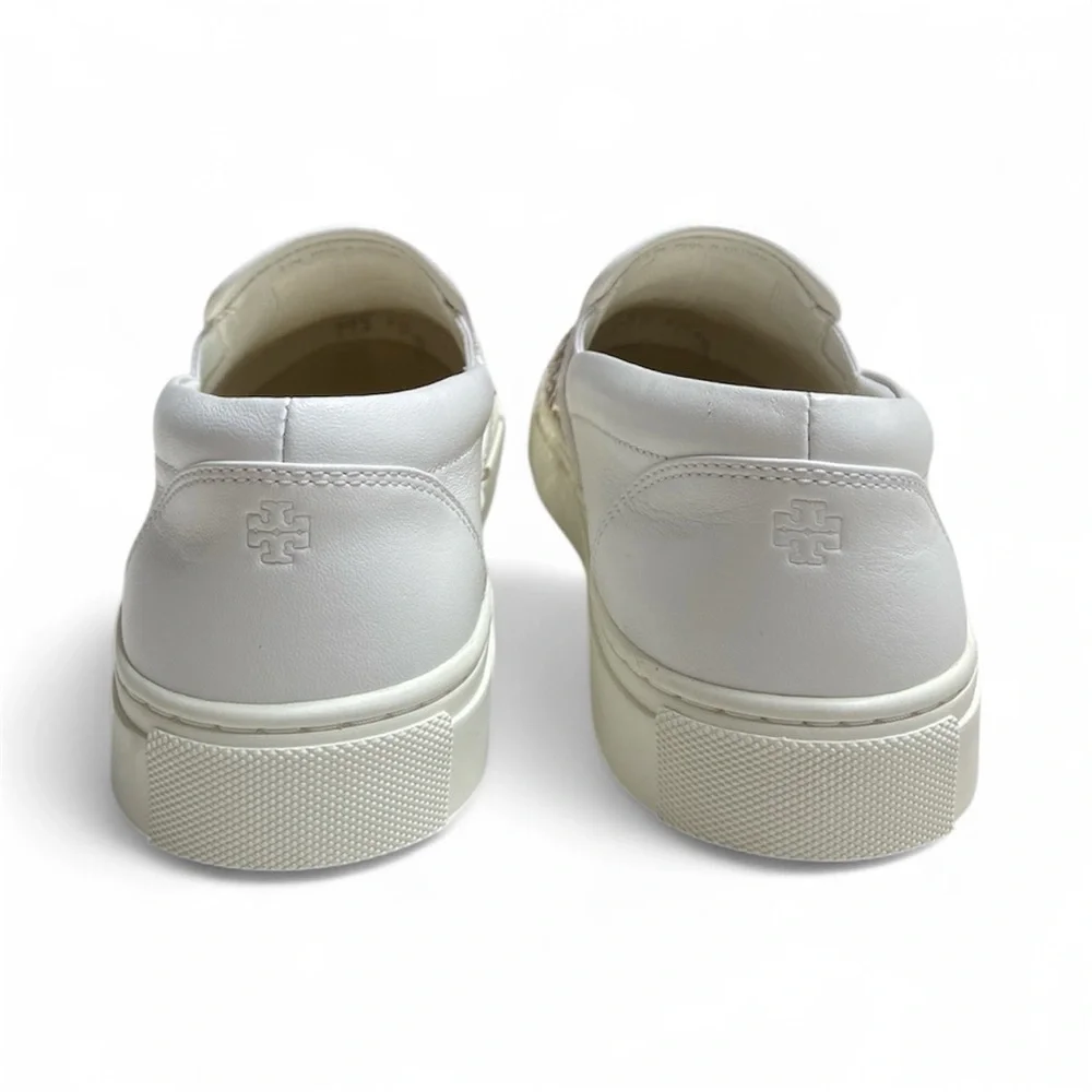 Tory Burch Carter Gold Sequin and Leather Slip On Sneaker Size 8.5